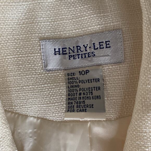 VINTAGE Henry Lee Blazer Womens Sz 10 Petite Cream Button Down - Picture 6 of 6